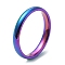 Ion Plating(IP) 304 Stainless Steel Flat Plain Band Rings, Rainbow Color, Size 10, Inner Diameter: 20mm, 3mm
