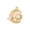 Brass Micro Pave Cubic Zirconia Charms, Cadmium Free & Nickel Free & Lead Free, Moon, Golden, 15x14.5x3mm, Hole: 1.2mm