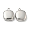 Non-Tarnish 304 Stainless Steel Charms, Square Charms, Stainless Steel Color, 14x11.5x5mm, Hole: 1.5mm