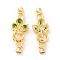 Rack Plating Brass Micro Pave Green Cubic Zirconia Fold Over Clasps, Long-Lasting Plated, Peacock, Real 18K Gold Plated, Peacock: 23x15x7.5mm, Clasp: 12.5x6x5.5mm, Inner Diameter: 4mm