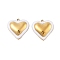 304 Stainless Steel Enamel Pendants, Heart Charms, Real 18K Gold Plated, PVD Vacuum Plating, White, 18x18.5x4mm, Hole: 1.5mm