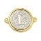 Rack Plating Brass Saint Benedict Medal Connector Charms, Long-Lasting Plated, Lead Free & Cadmium Free, Real 18K Gold Plated, 26x20x3mm, Hole: 1.9mm