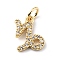 Brass Micro Pave Cubic Zirconia Charms, Cadmium Free & Lead Free, Constellation Charms, with Jump Rings, Real 18K Gold Plated, Capricorn, 11.5x8.5x1.5mm, Hole: 3.4mm