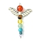 Chakra Gemstone Pendants, with Wing Tibetan Style Alloy Beads, Angel Charm, 35.5x24.5x6mm, Hole: 1.8mm