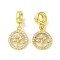 Rack Plating Brass Micro Pave Cubic Zirconia European Dangle Charms, Flat Round with Tree Large Hole Pendants, Long-Lasting Plated, Lead Free & Cadmium Free, Real 18K Gold Plated, 24mm, Pendant: 14.2x12x3mm,, Hole: 5mm