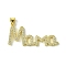 Mother's Day Real 18K Gold Plated Brass Micro Pave Cubic Zirconia Pendants, Cadmium Free & Nickel Free & Lead Free, Word Mom, Clear, 19x39.5x2mm, Hole: 5x3.5mm