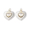 Eco-Friendly Rack Plating Brass Micro Pave Cubic Zirconia Pendants, Long-Lasting Plated, Lead Free & Cadmium Free, with Jump Ring, Double Heart Charm, Platinum & Light Gold, 19x17.5x5mm, Hole: 3.4mm