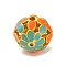 Handmade Cloisonne Beads, Cadmium Free & Nickel Free & Lead Free, Real 18K Gold Plated, Round, Colorful, 10.5x10mm, Hole: 1.4mm