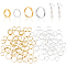 60Pcs 4 Style Brass Beads Frames, Long-Lasting Plated, Round Ring & Hexagon, Mixed Color, 8~12x2~3mm, Hole: 1~1.2mm