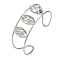 Non-Tarnish 304 Stainless Steel Wide Hollow Textured Horse Eye Opaen Cuff Bangles, Stainless Steel Color, 2-1/2~2-5/8 inch(6.5~6.75cm)x1-7/8 inch(4.7cm)
