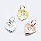 Brass Micro Pave Cubic Zirconia Charms, Long-Lasting Plated, Lead Free & Nickel Free & Cadmium Free, Heart, Mixed Color, 10x8.5x2mm, Hole: 3mm