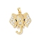 Brass Micro Pave Clear Cubic Zirconia Pendants, Elephant Charms, Lead Free & Cadmium Free, Rack Plating, Real 18K Gold Plated, 23.5x21.5x4.5mm, Hole: 5x2.5mm
