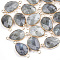 Natural Labradorite Links connectors, with Brass Findings, Nickel Free, Faceted, teardrop, Golden, 27.5x14.5~15x6~6.5mm, Hole: 2mm
