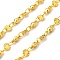 Brass Textured Flat Round Link Chains, Lead Free & Cadmium Free, Long-Lasting Plated, Rack Plating, Soldered, with Spool, Real 18K Gold Plated, 7.5x2.5mm and 4x3x0.5mm and 4x0.5mm