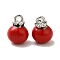 Brass Enamel Charms, Cadmium Free & Nickel Free & Lead Free, Persimmon Charm, Platinum, 12x9x9mm, Hole: 2mm