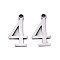 Tarnish Resistant 201 Stainless Steel Charms, Number, Laser Cut, Stainless Steel Color, Num.4, 15x8x1.5mm, Hole: 1.5mm