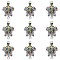 Alloy Connector Charms, with Colorful Glass Seed Beads, Turtle Links, Antique Silver, 15.5x24x3.5mm, Hole: 1.6~1.8mm