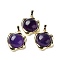 Natural Amethyst Pendants, Rack Plating Golden Plated Brass Nuggets Charms, Cadmium Free & Lead Free, 23.5x19x6.5mm, Hole: 2.5x5.5mm