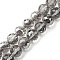 Transparent Electroplate Glass Beads Strands, Round, Faceted, Dark Gray, 14x13mm, Hole: 1.8mm, about 28pcs/strand, 14.57 inch(37cm)