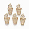 Brass Micro Pave Cubic Zirconia Pendants, Light Gold, Long-Lasting Plated, Cadmium Free & Lead Free, Basketball with Basketry, Clear, 25x12.5x7mm, Hole: 1.6mm