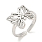 Non-Tarnish 304 Stainless Steel Butterfly Open Cuff Ring for Women, Stainless Steel Color, Adjustable