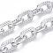Aluminum Textured Cable Chain, Oval Link Chains, Unwelded, Platinum, 22.5x15.5x4mm