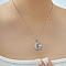 Retro Brass Pave Shiny Cubic Zirconia Moon Star Face Pendant Necklaces, Platinum, 15.75 inch(40cm)