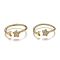 Adjustable Brass Micro Pave Clear Cubic Zirconia Cuff Rings, Open Rings, Long-Lasting Plated, Star & Moon, Real 18K Gold Plated, US Size 6(16.5mm)