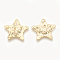 Brass Pendants, Star, Nickel Free, Real 18K Gold Plated, 18x19x1.5mm, Hole: 1mm