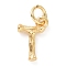 Brass Pendants, Cadmium Free & Lead Free, with Jump Ring, Golden, Letter Charms, Letter T, 12x7.5x2mm, Hole: 3mm