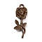 Alloy Pendants, Coconut Brown, Flower, 37x12.5x4.5mm, Hole: 2.3mm