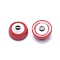 Synthetic Turquoise Cabochons, with Enamel, Half Round with Evil Eye, Red, 5x2mm