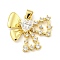 Bowknot Rack Plating Brass Clear Cubic Zirconia Pendants, Cadmium Free & Lead Free, Real 18K Gold Plated, 21.5x24.5x4.5mm, Hole: 4x3.5mm
