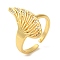 Fan Brass Micro Pave Clear Cubic Zirconia Open Cuff Rings, for Women, Lead Free & Cadmium Free, Real 18K Gold Plated, 21.5mm, Adjustable