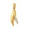 316L Stainless Steel Micro Pave Clear Cubic Zirconia Pendants, Shark's Mouth, Real 18K Gold Plated, 39x14.5x7mm, Hole: 5x8.5mm