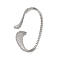Snake Shape Brass Micro Pave Cubic Zirconia Cuff Bangles, Long-Lasting Plated, Lead Free & Cadmium Free, Platinum, Inner Diameter: 2-1/4 inch(5.8cm)