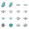 16Pcs 16 Style Flower & Oval & Eagle & Teardrop & Feather Synthetic Turquoise Finger Rings Set, Alloy Stackable Rings for Women, Antique Silver, Inner Diameter: 14.5~18mm, 1Pc/style