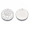 Brass Pendants, Nickel Free, Flat Round with Human Head, Real Platinum Plated, 23.5x1mm, Hole: 1.6mm