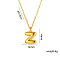 304 Stainless Steel Chunky Initial Pendant Necklaces, Real 18K Gold Plated, Letter Z, 15.75 inch(40cm)