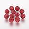 Polymer Clay Rhinestone Beads, Grade A, Round, Pave Disco Ball Beads, Light Siam, 10x9.5mm, Hole: 1.5~1.8mm