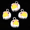Handmade Polymer Clay Charms, with Platinum Tone Iron Loop, Fish, Pink, 12.5~13.5x10~11x4.5mm, Hole: 2mm