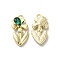 Glass Flower Of Life Pendant, with Light Gold Alloy Findings, Lead Free & Cadmium Free, Green, 23x11.5x4mm, Hole: 1.8mm