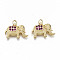 Brass Micro Pave OldRose Cubic Zirconia Charms, with Jump Rings, Nickel Free, Elephant Shape, Real 16K Gold Plated, 13.5x20x3.5mm, Jump Ring: 5x0.8mm, 3.4mm inner diameter