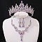 Teardrop & Moon Alloy Rhinestone Pendant Necklace & Stud Dangle Earring & Crown Headbands, Silver, Crystal, 440mm & 155mm & 60mm