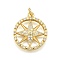 Rack Plating Brass Micro Pave Cubic Zirconia Pendants, Flat Round with Star, with Jump Ring, Cadmium Free & Lead Free, Long-Lasting Plated, Real 18K Gold Plated, 20.5x18x3mm, Hole: 3.5mm