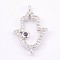 Brass Micro Pave Cubic Zirconia Links, Long-Lasting Plated, Hamsa Hand/Hand of Fatima/Hand of Miriam, Platinum, 19.5x12.5x2mm, Hole: 1.2mm