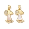 Brass Micro Pave Clear Cubic Zirconia Pendants, Cadmium Free & Lead Free, with Shell, Real 18K Gold Plated, Dog, 20.5x12x2.5mm, Hole: 5x3.5mm