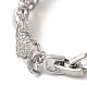Браслет-цепочка с сердечком из кубического циркония BJEW-M296-05P-4