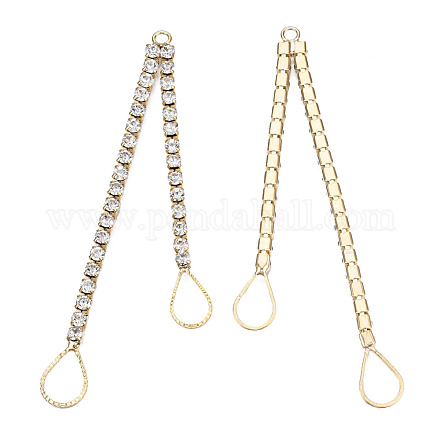 Цепочка из латуни со стразами и каплевидными подвесками KK-N216-425-03LG-1
