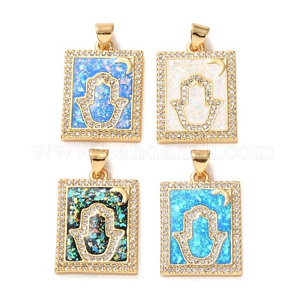Латунные микропаве прозрачные подвески с фианитом KK-S048-03G-1
